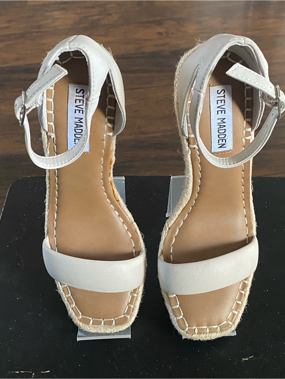 Steve Madden Cream Espadrille Ankle-Strap Wedges - Picture 3 of 6